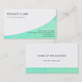 Carte De Visite Moderne Professionnel Bleu Bleu Blanc Simple Turqu (Devant / Derrière)