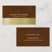 Carte De Visite moderne professionnel brun & faux or (Devant / Derrière)