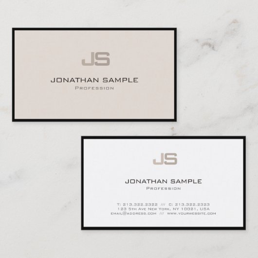 Carte De Visite Moderne Professionnel Créatif Monogramme Plain (Devant / Derrière)