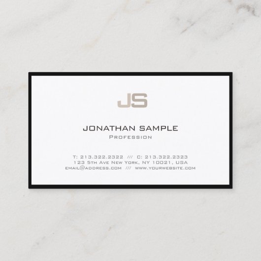 Carte De Visite Moderne Professionnel Créatif Monogramme Plain (Dos)