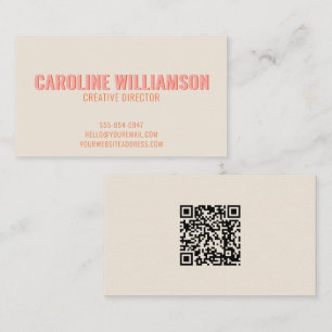 Carte De Visite Moderne Professionnel Créatif Rétro Rose Orange QR