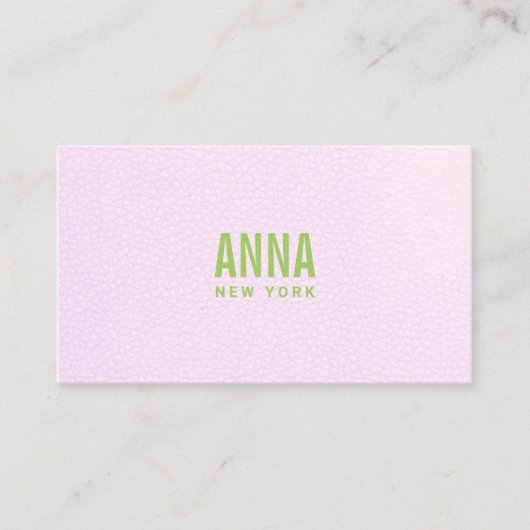 Carte De Visite Moderne Professionnel  Cuir Rose et Vert  (Devant)