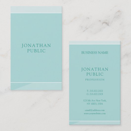 Carte De Visite Moderne professionnel de modèle simple vert (Devant / Derrière)