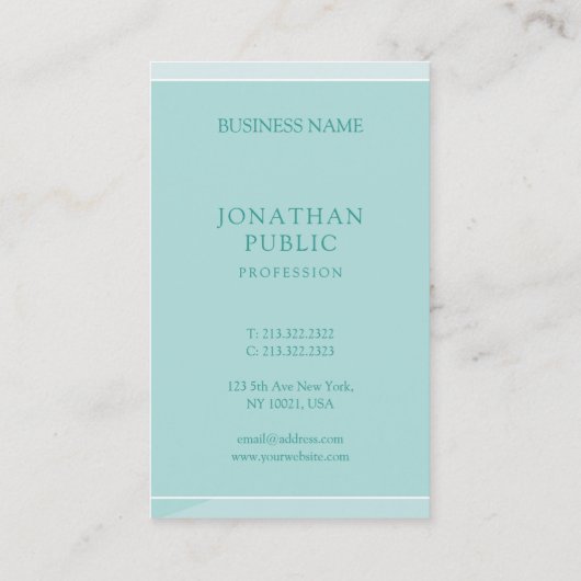 Carte De Visite Moderne professionnel de modèle simple vert (Dos)