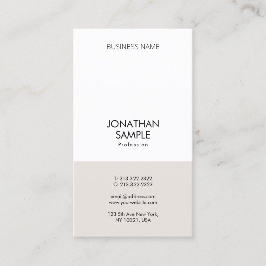 Carte De Visite Moderne Professionnel Design Simple Vertical Plain (Devant)