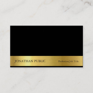 Carte De Visite Moderne professionnel élégant Black Gold Plain Lux