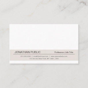 Carte De Visite Moderne Professionnel Élégant Blanc Beige Simple