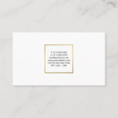 Carte De Visite Moderne Professionnel Élégant Blanc Or Chic Simple (Dos)