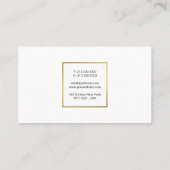 Carte De Visite Moderne Professionnel Élégant Blanc Or Chic Simple (Dos)