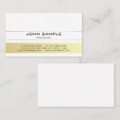 Carte De Visite Moderne Professionnel Élégant Blanc Or Simple (Devant / Derrière)