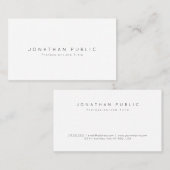 Carte De Visite Moderne Professionnel Élégant Blanc Simple Plain (Devant / Derrière)