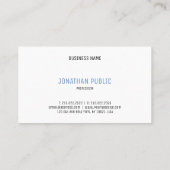 Carte De Visite Moderne Professionnel Élégant Bleu et Blanc Simple (Dos)
