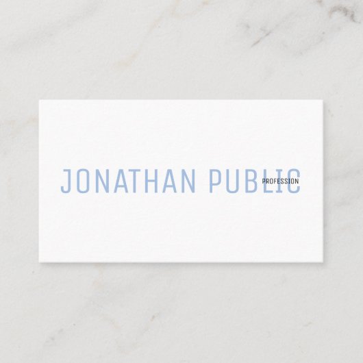 Carte De Visite Moderne Professionnel Élégant Bleu et Blanc Simple (Devant)