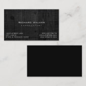 Carte De Visite Moderne Professionnel élégant Bois Noir Simple (Devant / Derrière)
