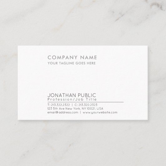 Carte De Visite Moderne Professionnel Élégant Entreprise Chic Plai (Devant)