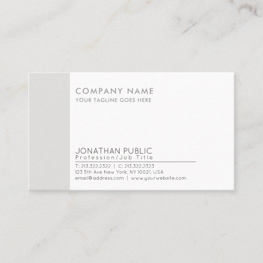 Carte De Visite Moderne Professionnel Élégant Entreprise Plain (Devant)