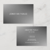 Carte De Visite Moderne Professionnel Élégant Modèle gris simple (Devant / Derrière)