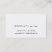 Carte De Visite Moderne professionnel élégant noir blanc or (Dos)