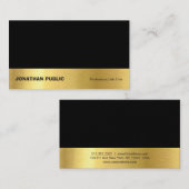 Carte De Visite Moderne professionnel élégant Noir Or Plaine (Devant / Derrière)