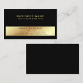 Carte De Visite Moderne professionnel élégant Noir Or Plaine (Devant / Derrière)
