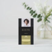 Carte De Visite Moderne professionnel élégant Noir Photo Code QR (Debout devant)