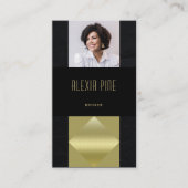 Carte De Visite Moderne professionnel élégant Noir Photo Code QR (Devant)