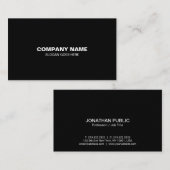 Carte De Visite Moderne professionnel élégant Noir simple Plain (Devant / Derrière)