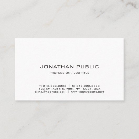 Carte de visite Moderne Professionnel Élégant Simp (Devant)