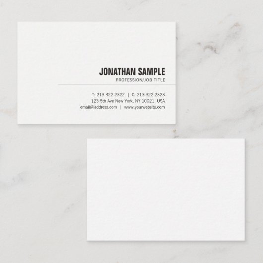 Carte De Visite Moderne Professionnel Élégant Simple Unique Plain (Devant / Derrière)