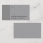 Carte De Visite Moderne Professionnel Elégant Société Gris Plain (Devant / Derrière)