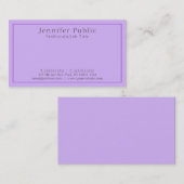 Carte De Visite Moderne professionnel élégant Violet Plain Luxe (Devant / Derrière)