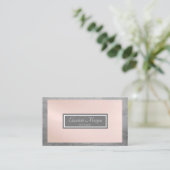 Carte De Visite Moderne Professionnel Gris, Rose, Cadre (Debout devant)