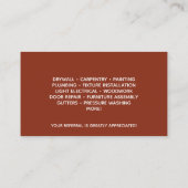 Carte De Visite Moderne Professionnel Handman Services Rouge (Dos)