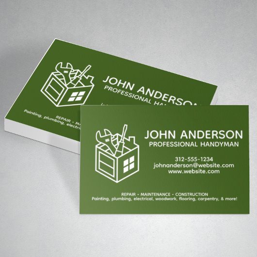 Carte De Visite Moderne Professionnel Handman Services Vert