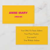 Carte De Visite Moderne professionnel Jaune Orange Hot rose tendan (Devant / Derrière)