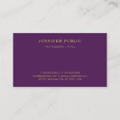 Carte De Visite Moderne professionnel luxe élégant tendance violet (Dos)