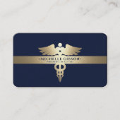 Carte De Visite Moderne Professionnel Médicale Caduceus Bleu FauxG (Devant)