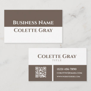 Carte De Visite Moderne Professionnel Minimaliste Taupe Blanc Simp