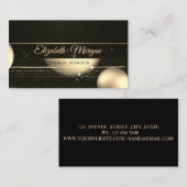 Carte De Visite Moderne Professionnel, Noir, Bandes Or Points (Devant / Derrière)