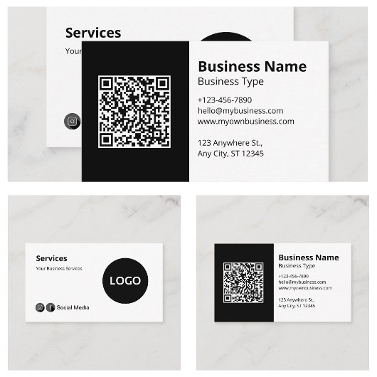 Carte De Visite Moderne Professionnel Noir Blanc