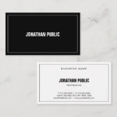 Carte De Visite Moderne Professionnel Noir Blanc Élégant Minimalis (Devant / Derrière)