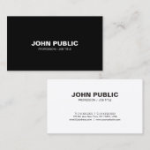 Carte De Visite Moderne Professionnel Noir Blanc Élégant Propre (Devant / Derrière)