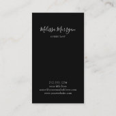Carte De Visite Moderne Professionnel Noir Monogrammé Gris (Dos)
