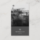 Carte De Visite Moderne Professionnel Noir Monogrammé Gris (Devant)