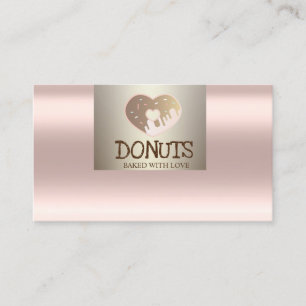 Carte De Visite Moderne Professionnel, Or Rose, Donuts, Boulangeri