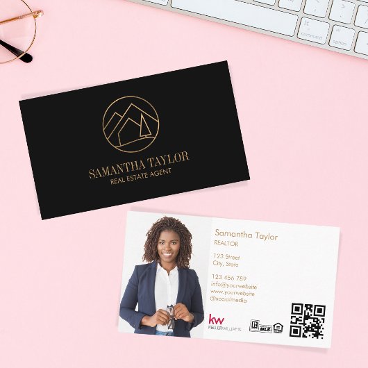 Carte De Visite Moderne professionnel Realtor Mountain Realty QRCo