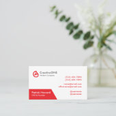 Carte De Visite Moderne Professionnel Rouge Blanc CreativeONE Gras (Debout devant)