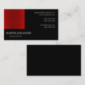 Carte de visite moderne professionnel rouge noir (Devant / Derrière)