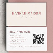 Carte De Visite Moderne, professionnel, salon, beige, Qr-Code