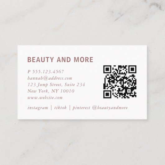 Carte De Visite Moderne, professionnel, salon, beige, Qr-Code (Dos)